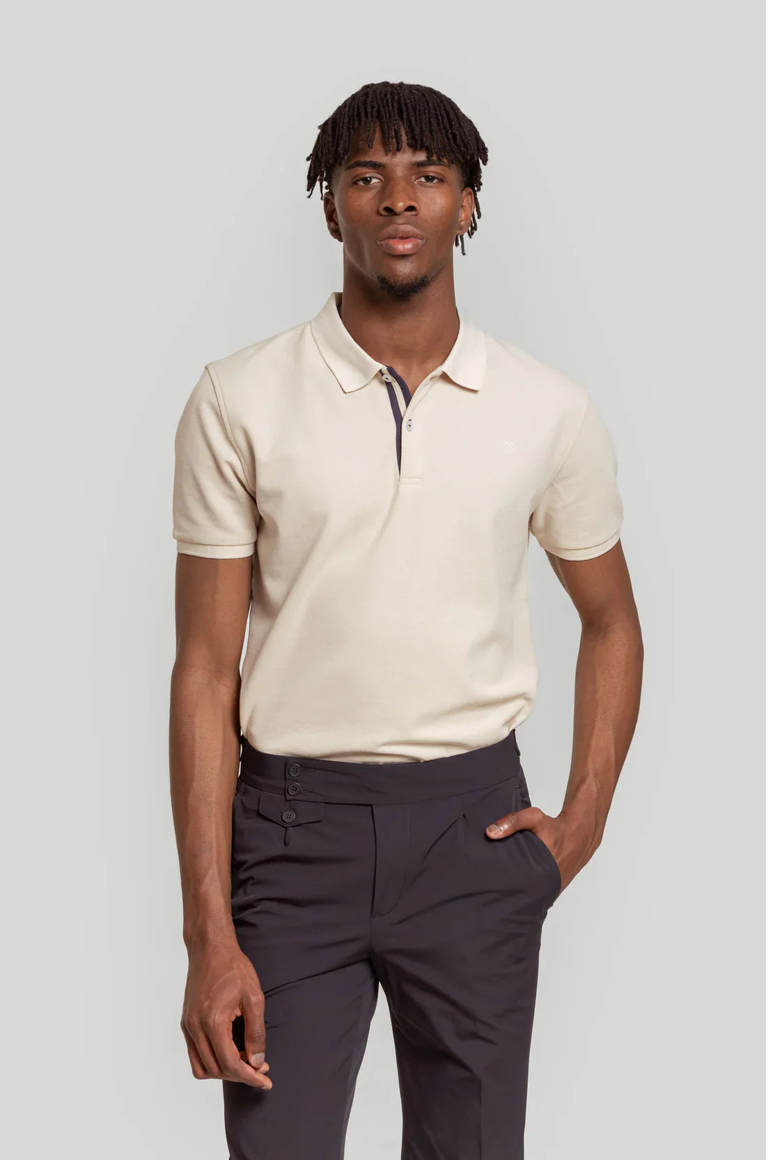 Polo piqué de hombre color Hueso
