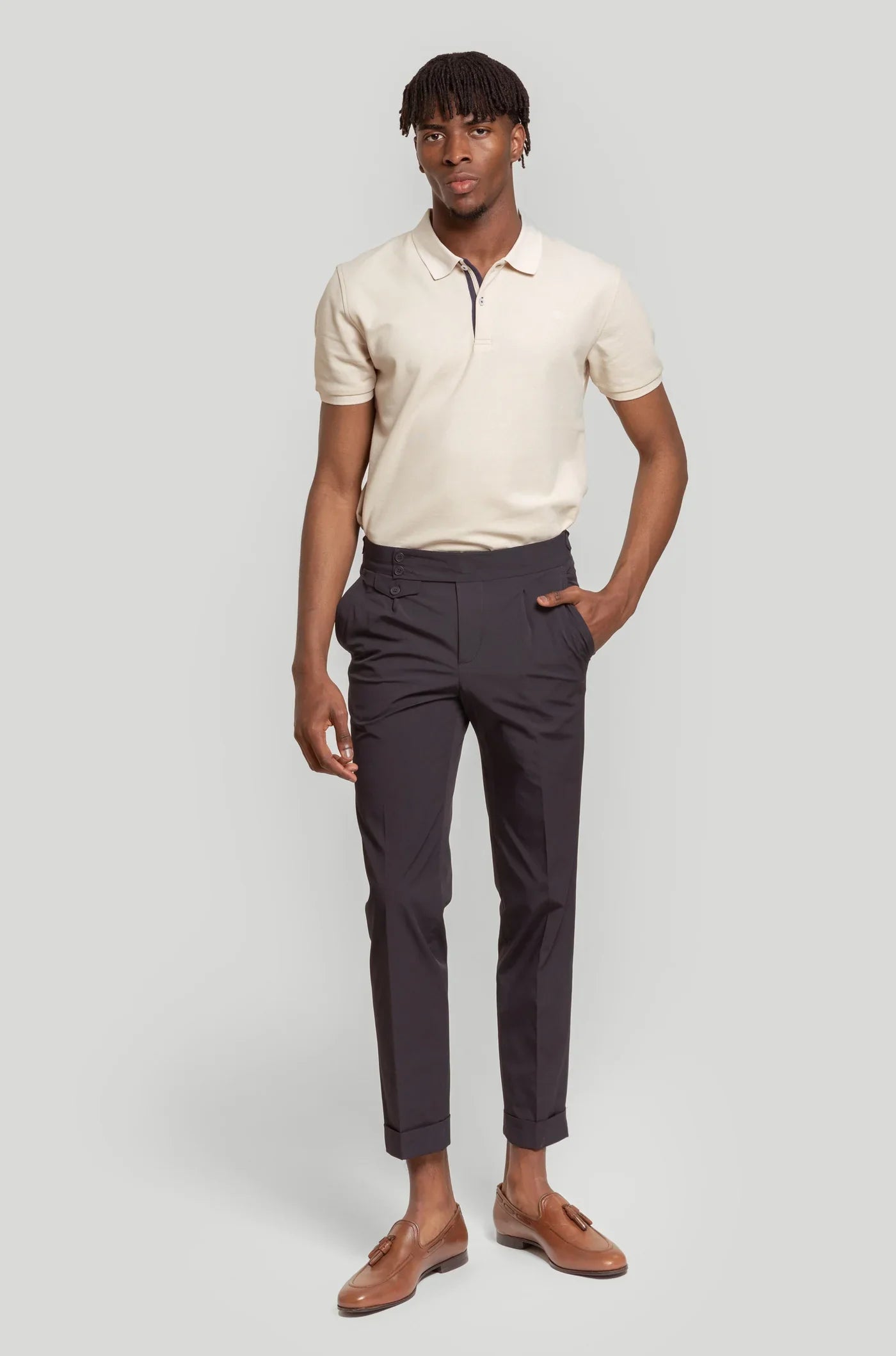 Polo piqué de hombre color Hueso