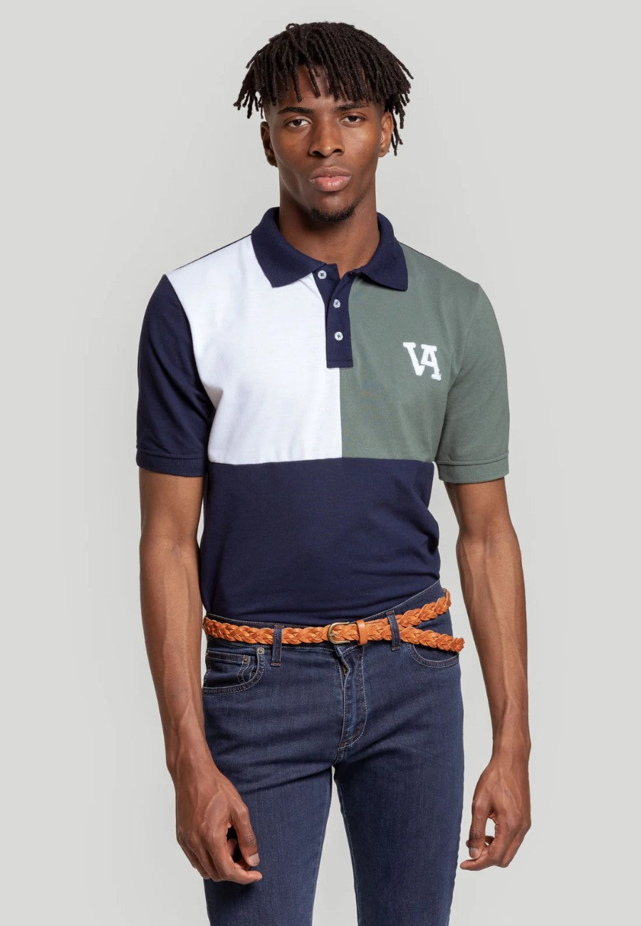 Polo piqué de hombre cuadros Azul marino