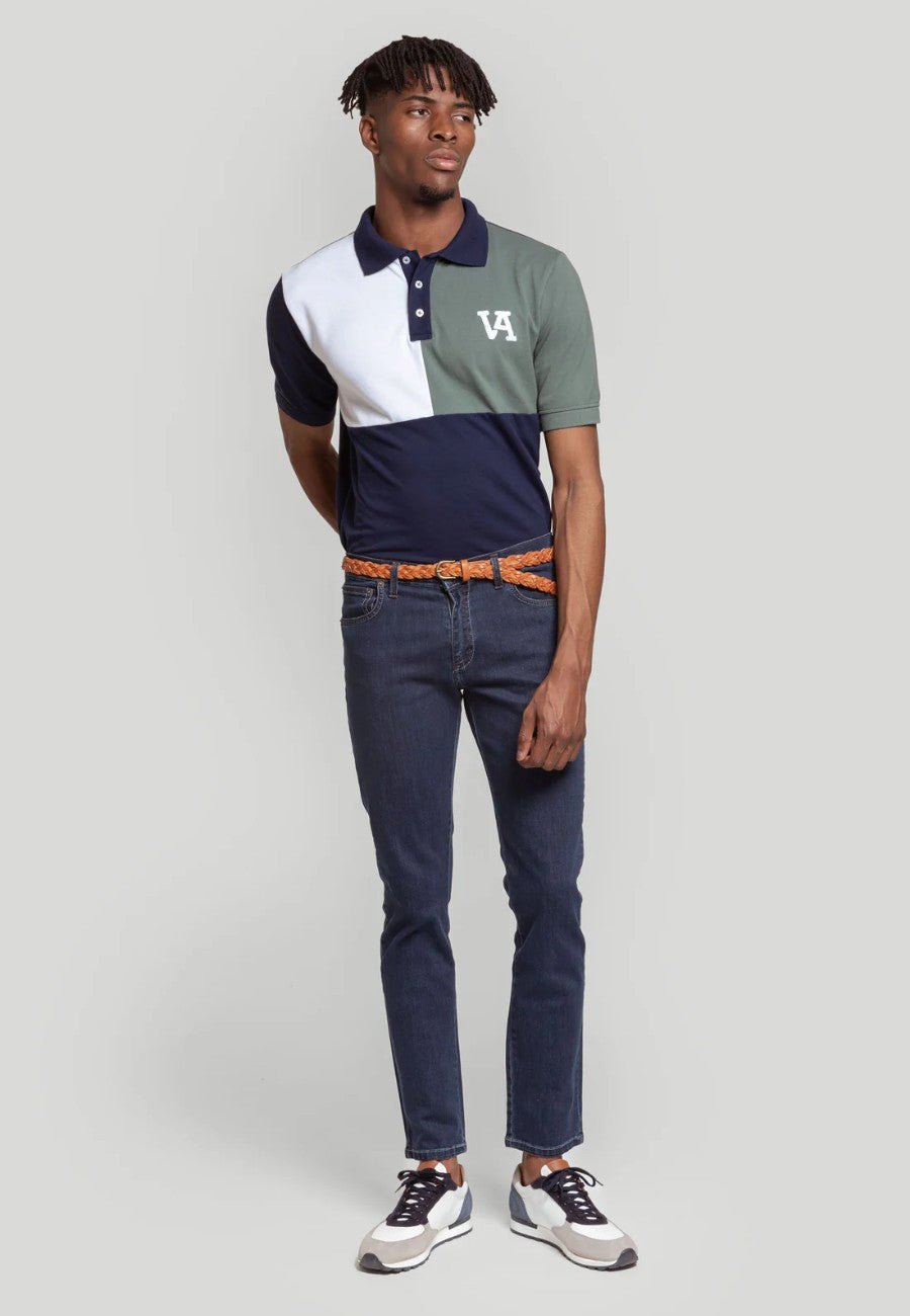 Polo piqué da uomo quadri blu marino