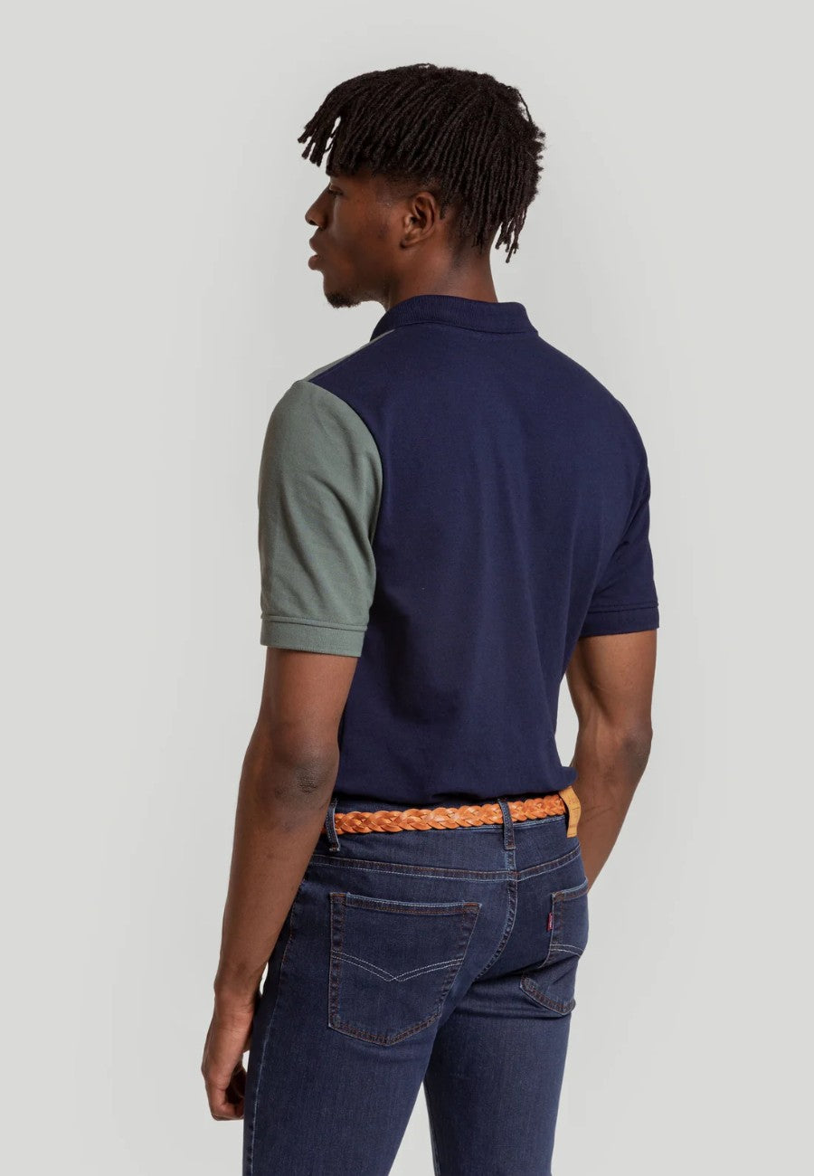 Polo piqué de hombre cuadros Azul marino