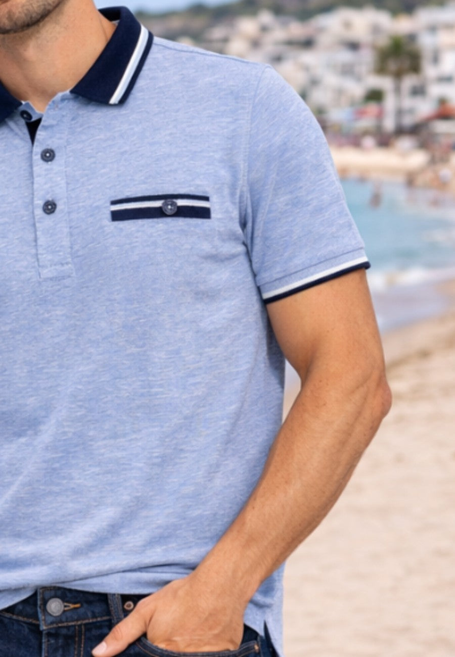 Polo piqué de hombre regular en color azul