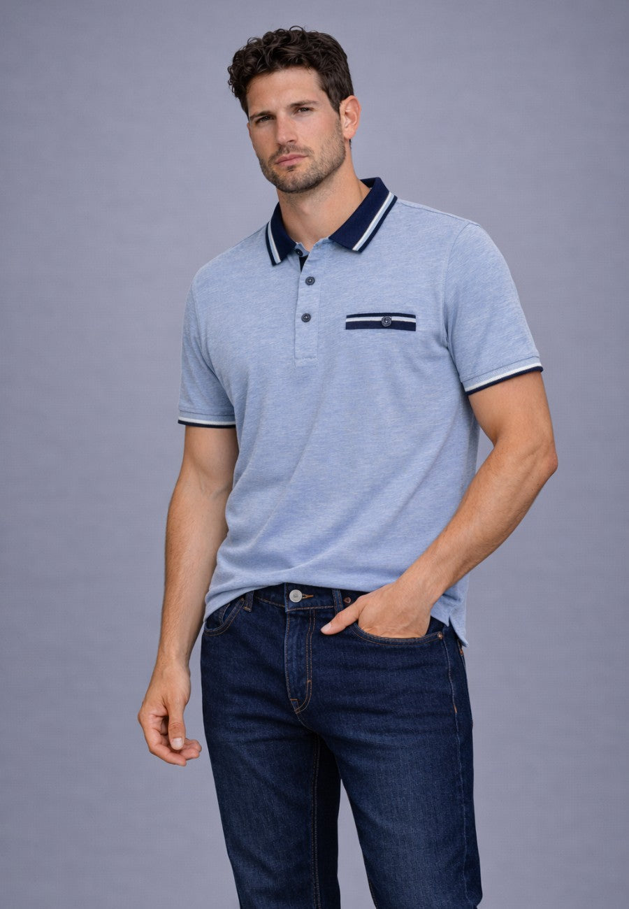 Herren Regular Piqué-Polo in Blau