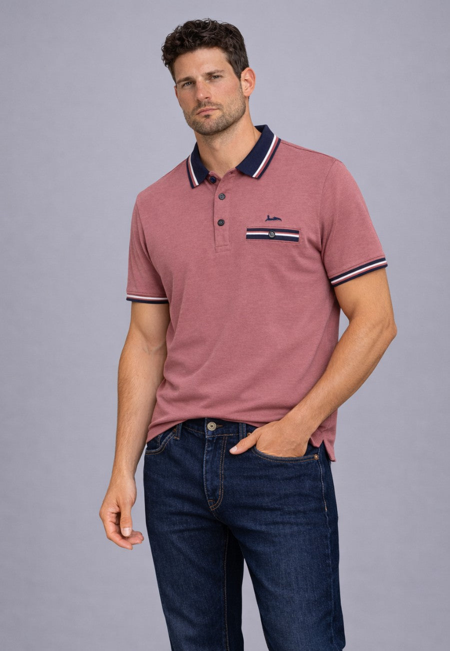 Polo piqué de hombre regular en color granate