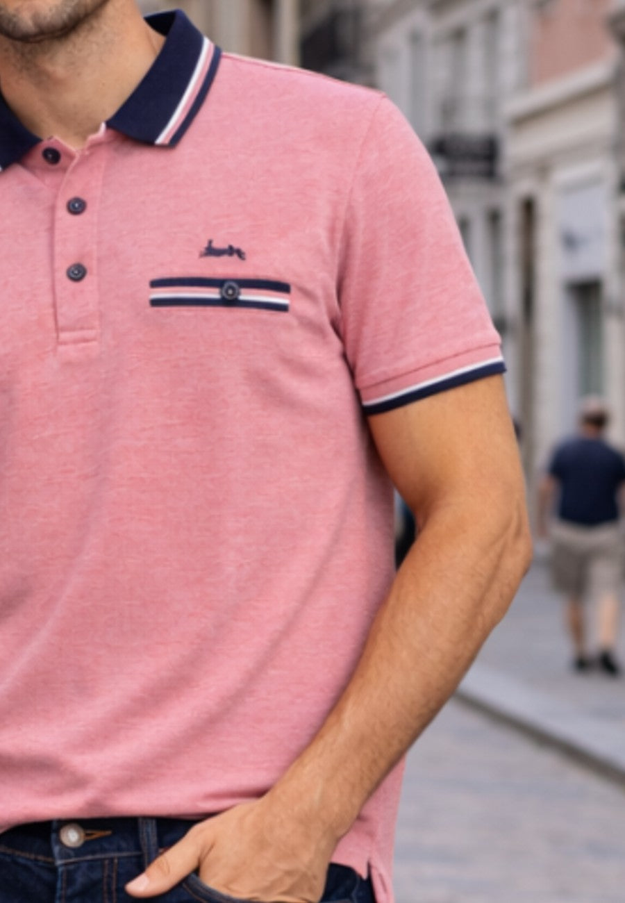 Polo piqué de hombre regular en color salmón