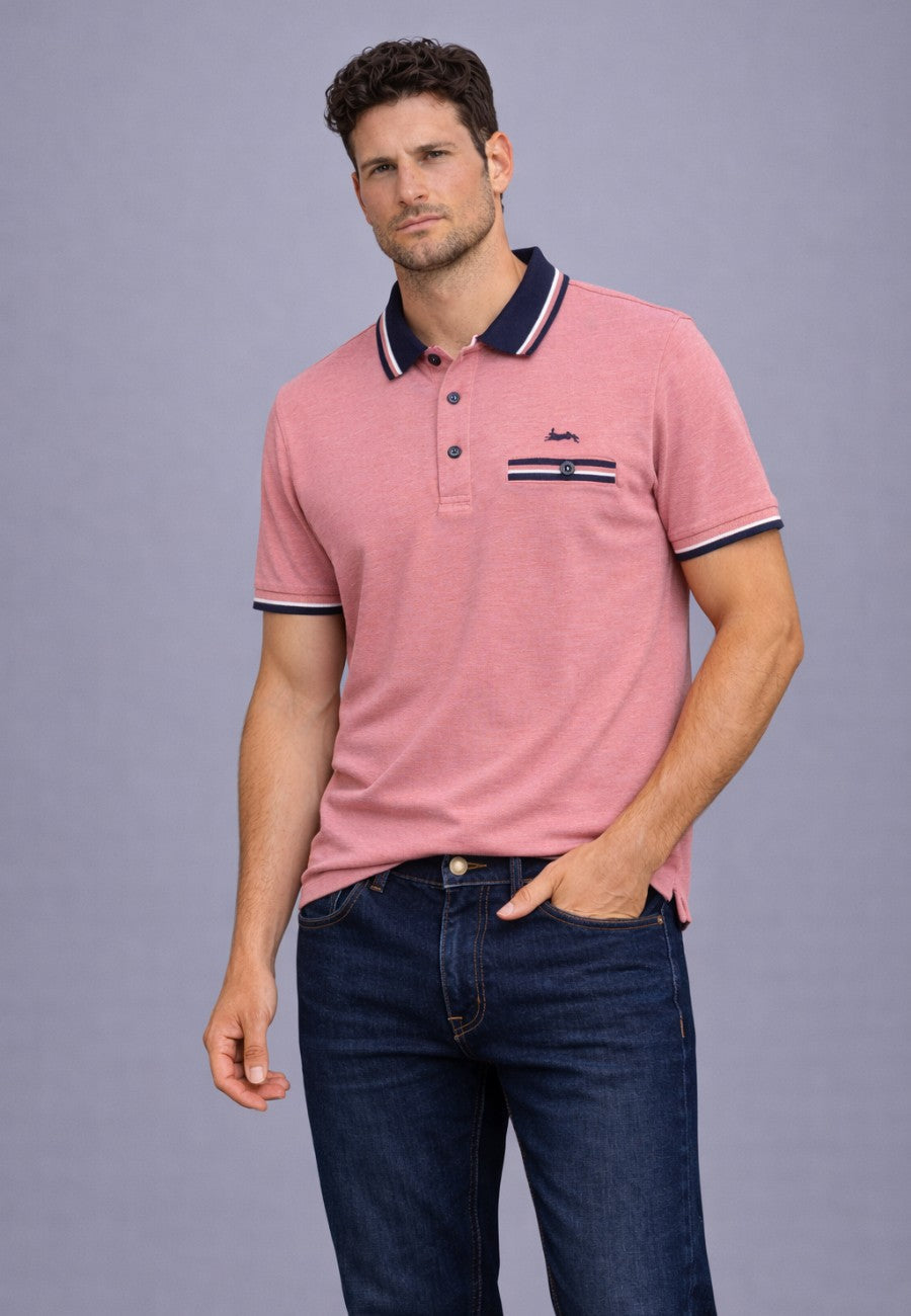 Polo piqué de hombre regular en color salmón