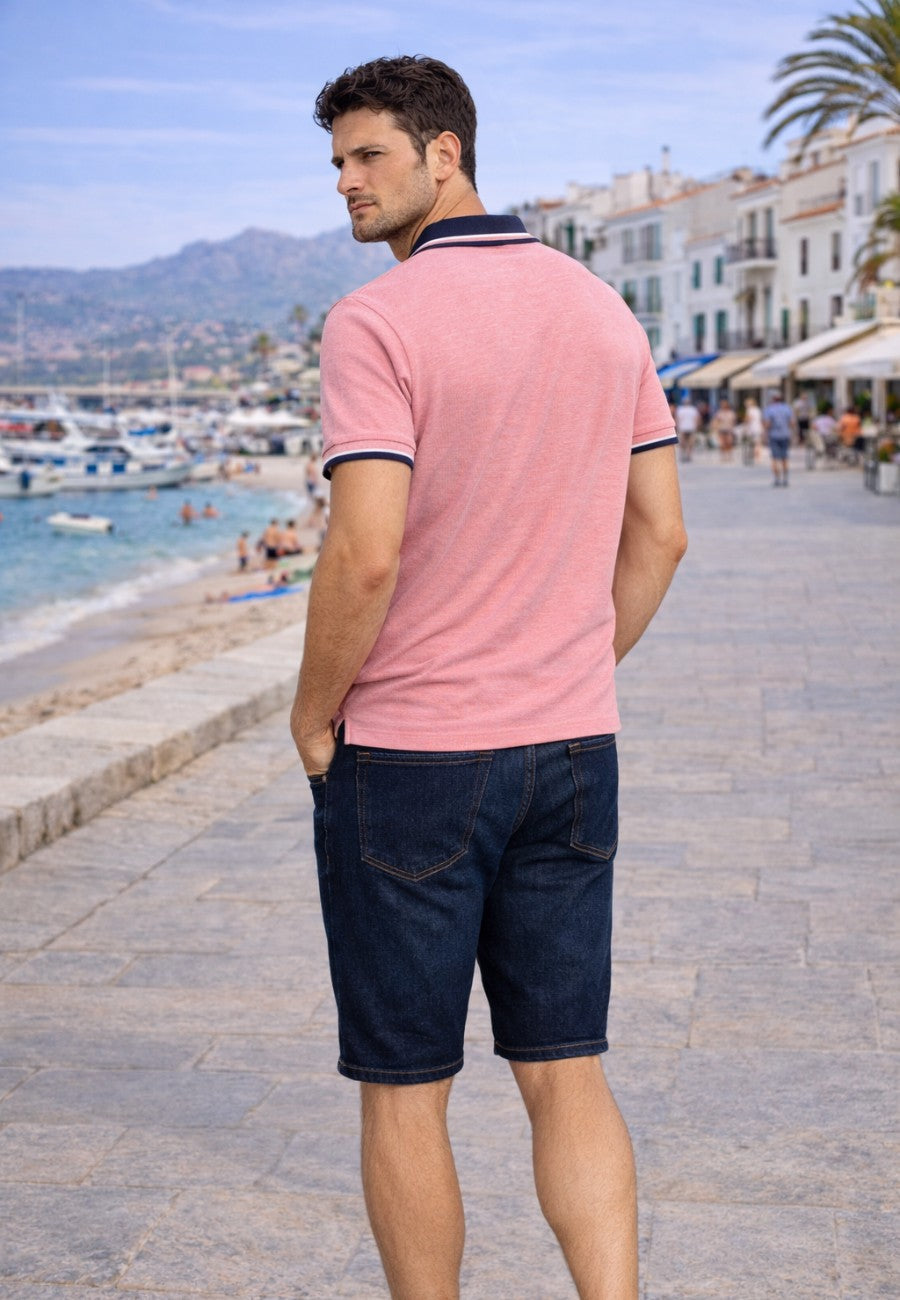 Polo piqué de hombre regular en color salmón