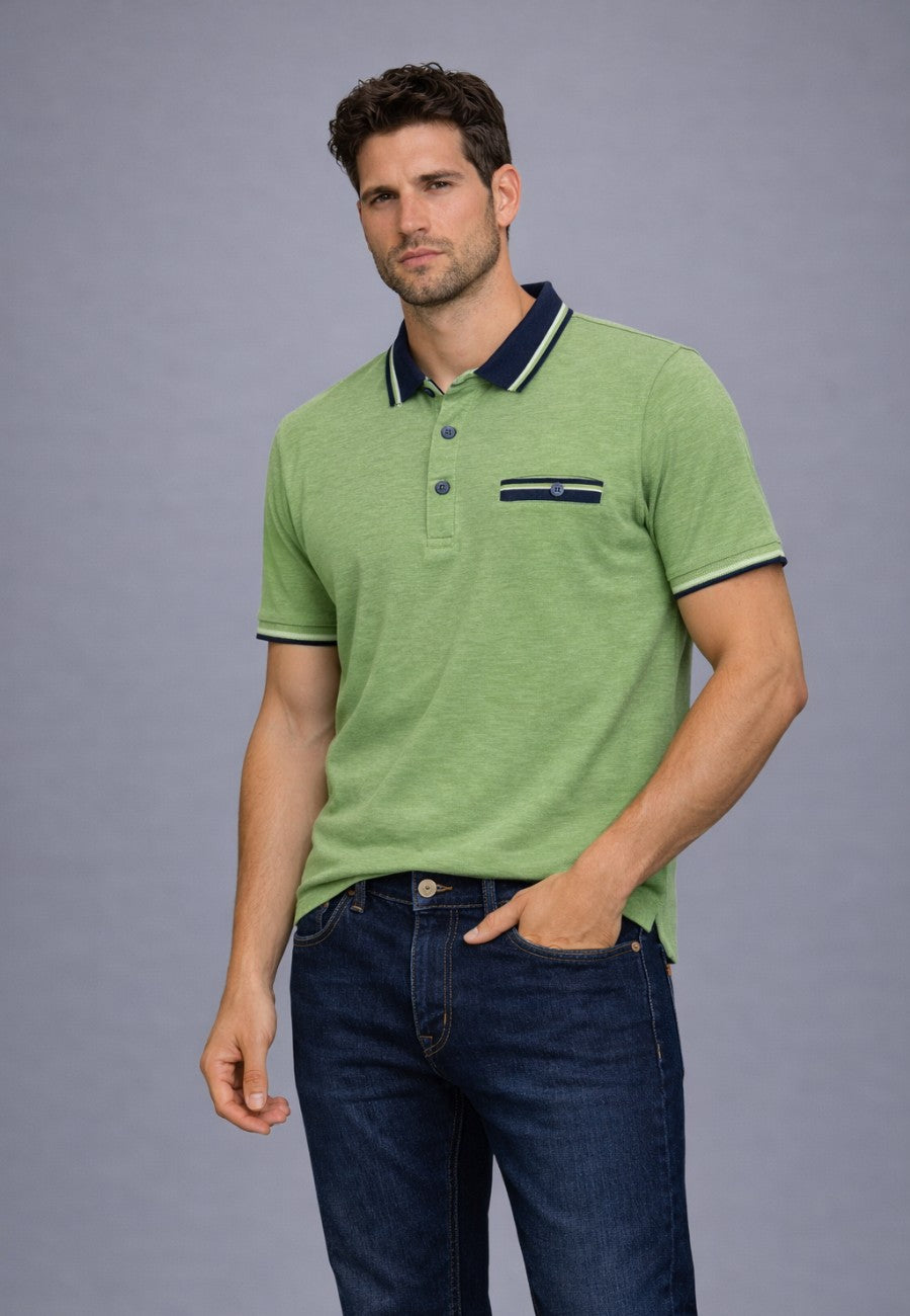 Polo piqué de hombre regular en color verde pasto