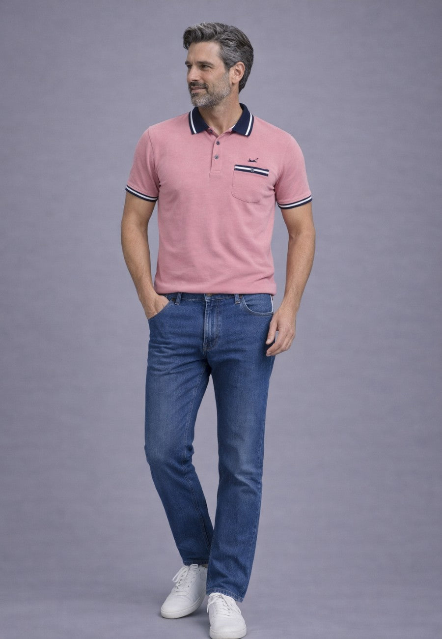 Polo piqué en corte regular de color malva