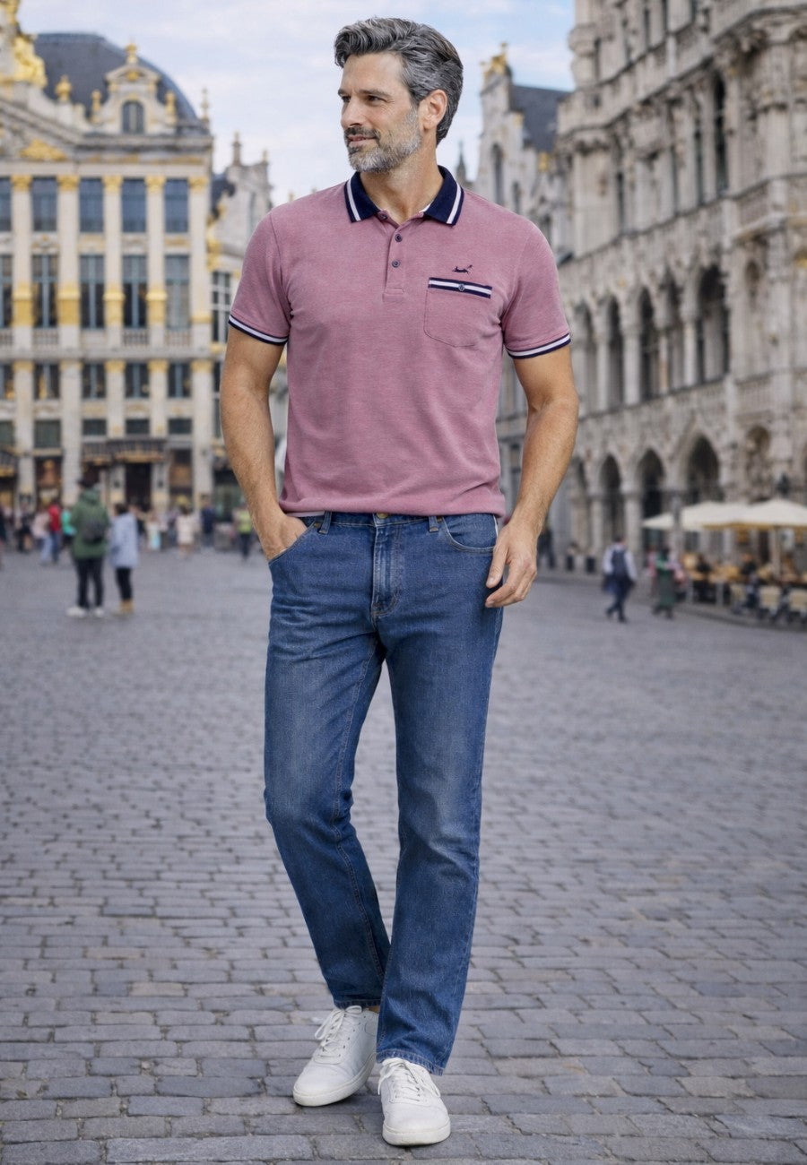 Polo piqué en corte regular de color malva