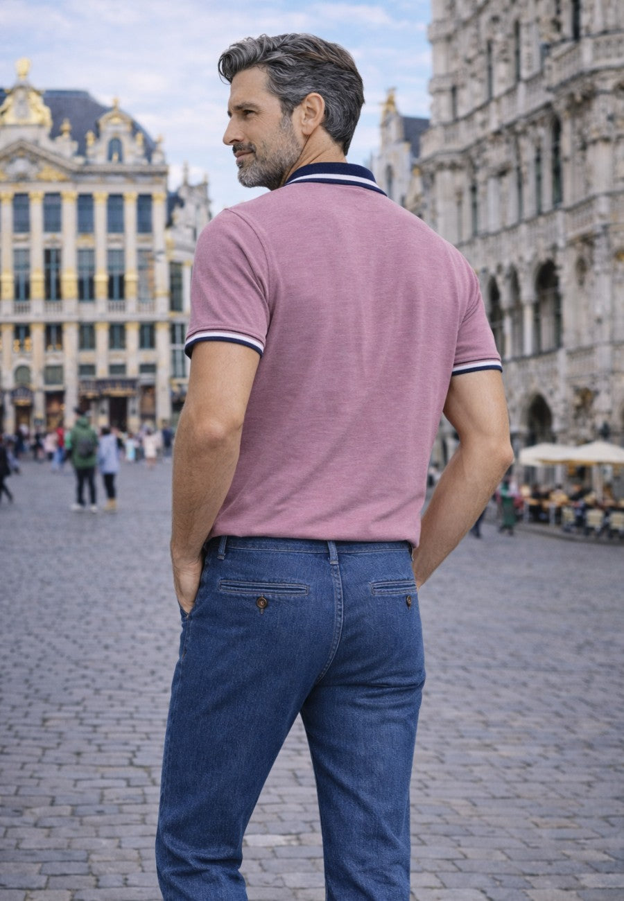 Polo piqué en corte regular de color malva