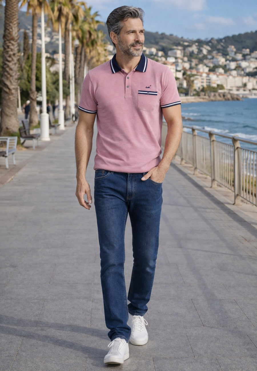 Polo piqué en corte regular de color malva