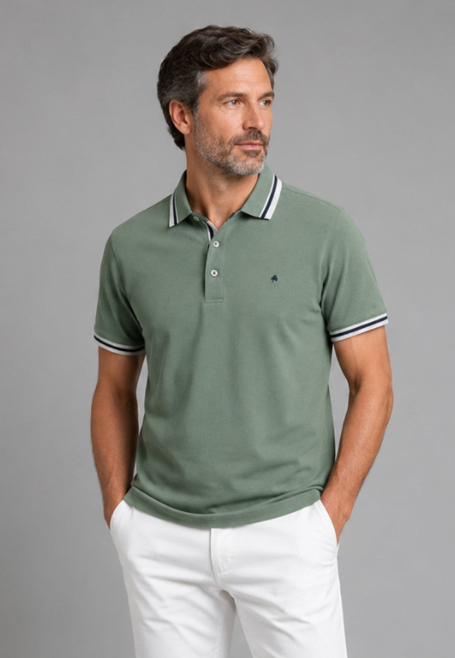 Polo de hombre en verde botella tallas de la M a la 4XL