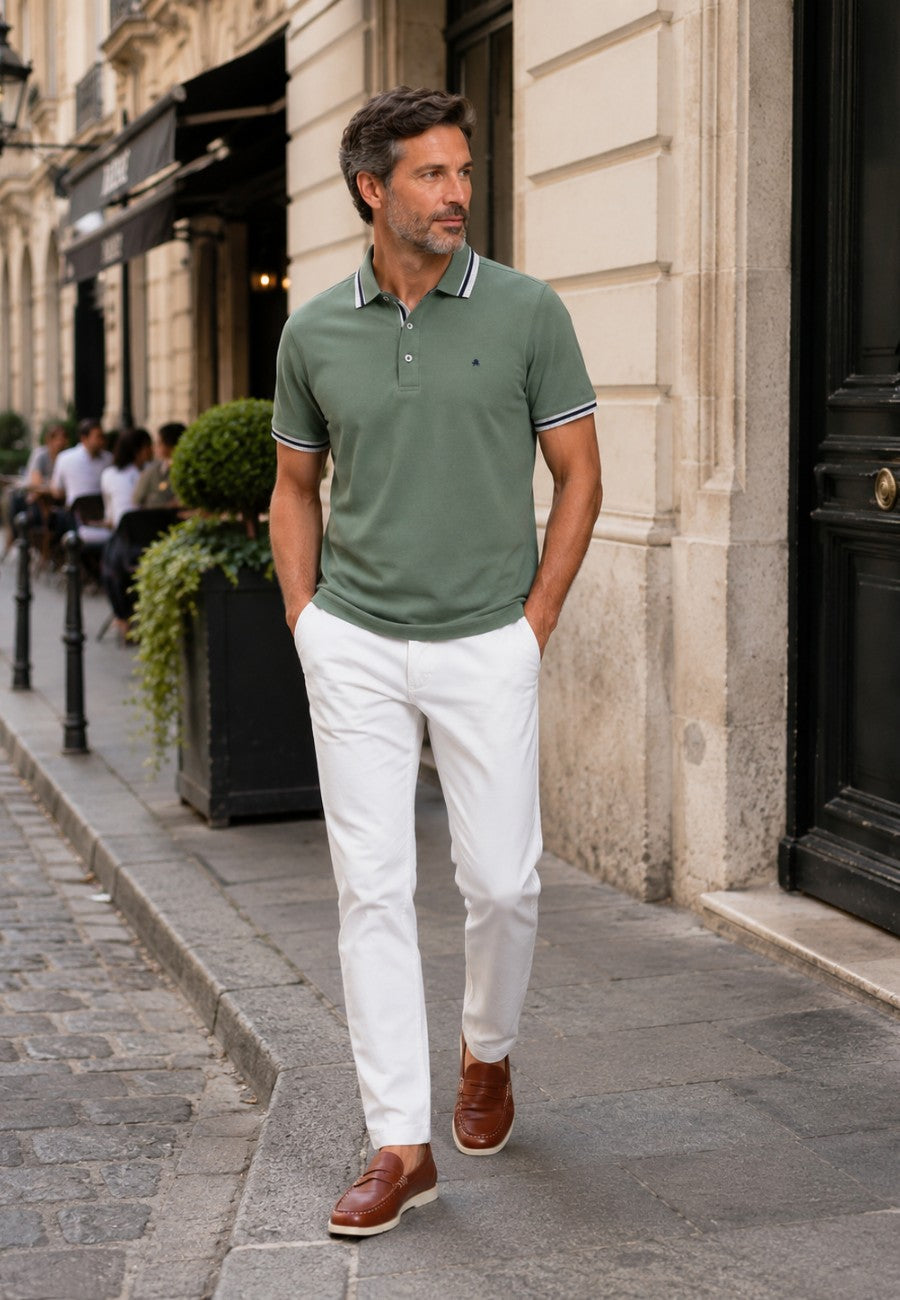 Polo de hombre en verde botella tallas de la M a la 4XL