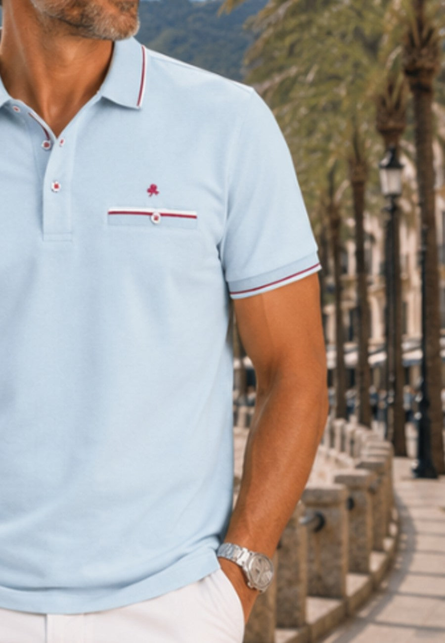 Polo de hombre en color verde aire, tallas de la M a la 4XL
