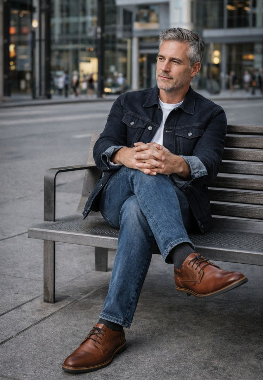 Scarpa da uomo con allacci a cordone in pelle marrone