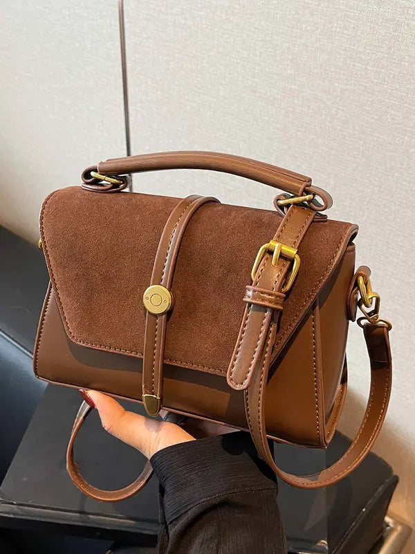 MARLYNN™ - Vintage-Style Small Square Shoulder Crossbody Bag with Contrast Stitching