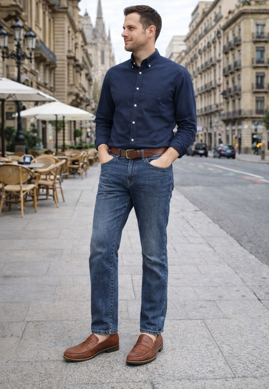 Mocasines de piel elegantes de hombre en color marrón