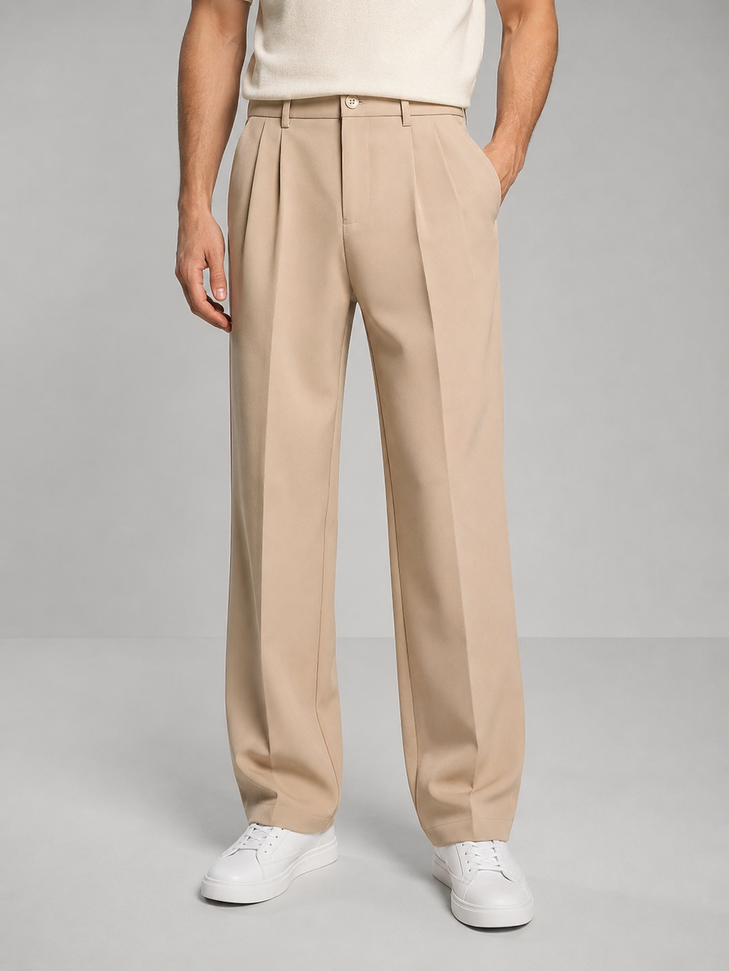 Pantalon homme droit plissé